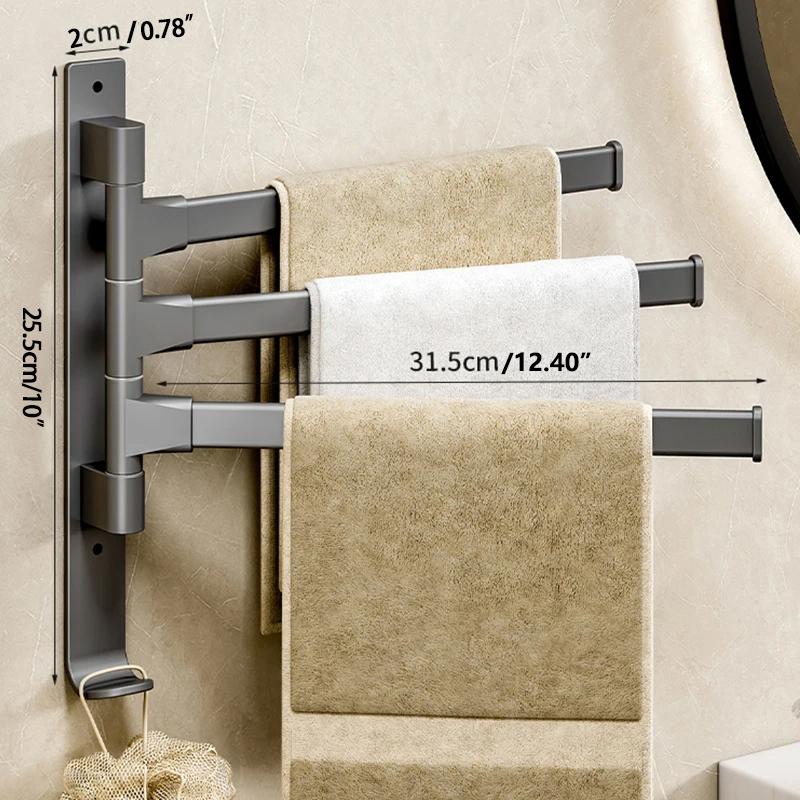 Bathroom Towel Rack Rotatable Towel Holder Space Aluminum 2/3/4/5-Bar Towel Hanger Kitchen Shelf Paper Hanging Wall Mounted
