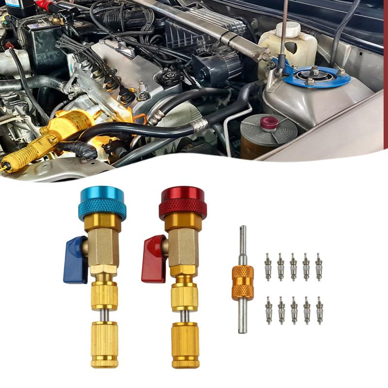 For R134A Valve Core Removal Tools with High and Low Pressure Quick Couplers Designed for Automotive AC Efficiency