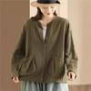 Johnature Женская осенняя однотонная повседневная свободная рубашка с длинными рукавами в стиле ретро, однобортная рубашка с круглым вырезом в винтажном стиле