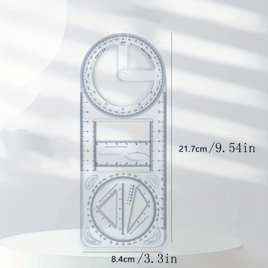 1pc Math Multi-functional Drawing Ruler, Geometric Ruler Function Ruler Triangular Ruler Protractor