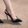 Мода Сексуальные Высокие Каблуки Стразы Женские Туфли Лакированная Кожа Женская Обувь Каблуки-Шпильки 10 См Задний Ремешок Женские Сандалии Летняя Обувь