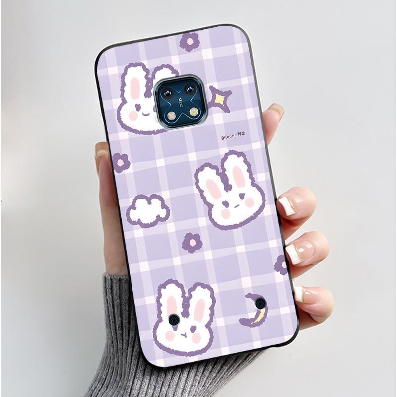 Jelly Color Simple Black Case For Nokia XR20 Popular Little Girl Viral Lucky Pattern Shell With Shockproof Bumper Soft Cover