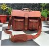 New Shoulder Handmade Men's Goat Leather Messenger Laptop Bag Genuine