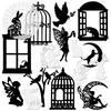 4 Pack Vintage Scrapbook Cutout Paper Window Frame Decoration Paper Fairy Bird Rabbit Deco Paper for Card Making DIY Photo Album (Moon)
