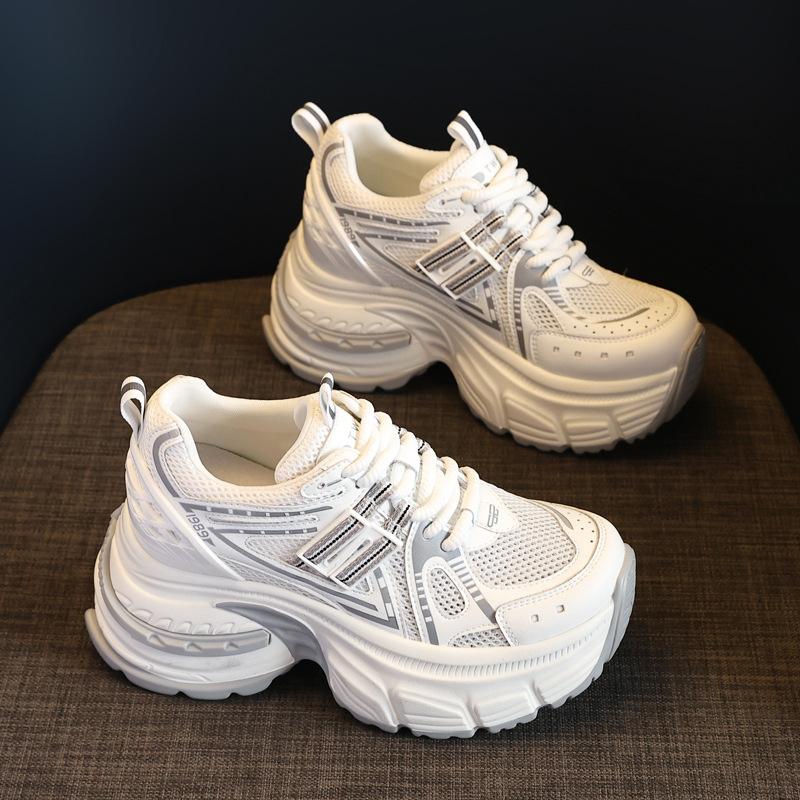 1180-32 Маленькие кроссовки на толстой подошве с внутренней платформой, одинарная сетка, дышащие, папины кроссовки, женская новая летняя повседневная обувь