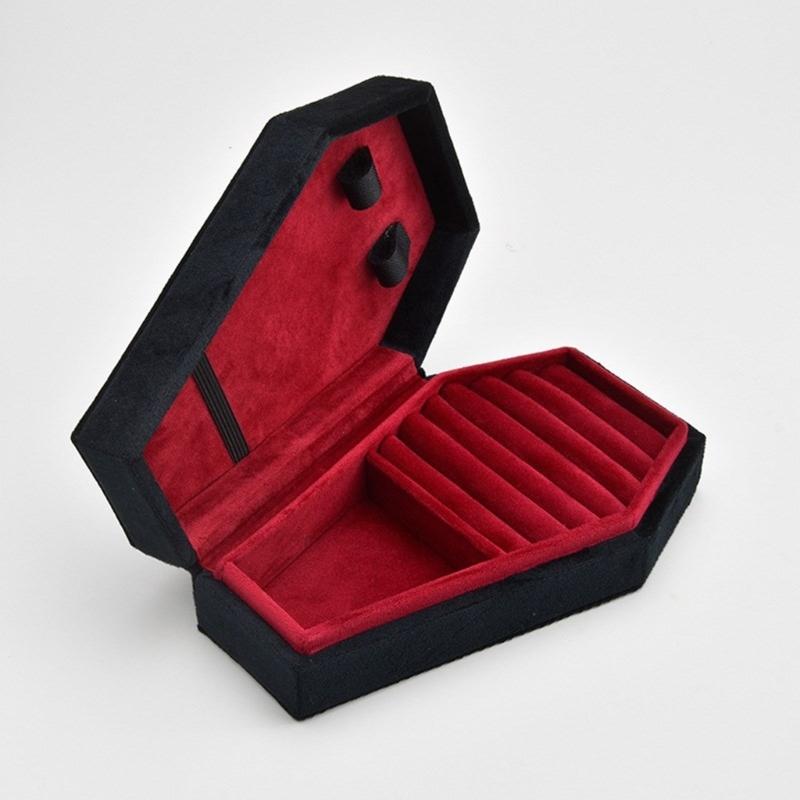 Coffin Shape Jewelry Display Box Portable Jewelry Organizer Box Necklace Earring Display Case Rings Holder Trinket Box