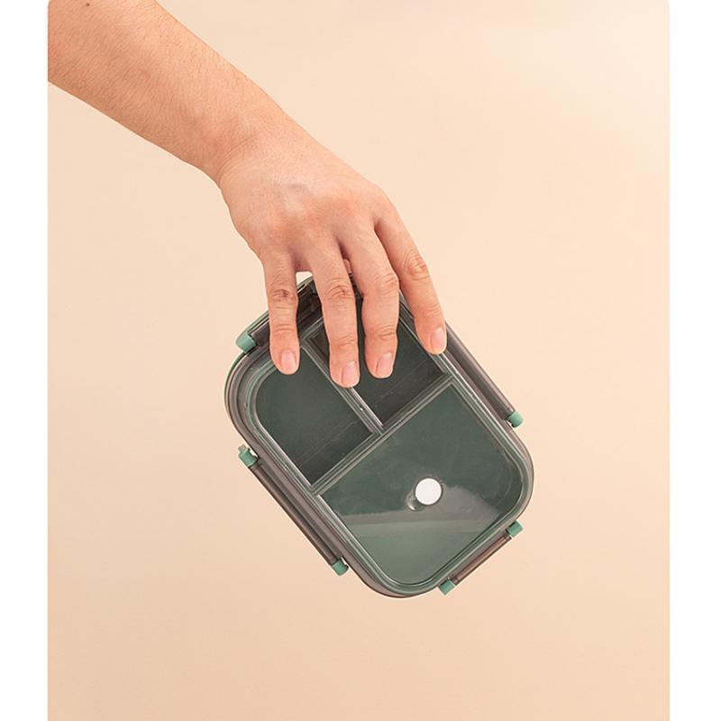 Portable 2Tier Lunch Box with Fork Spoon Microwaveable Sealed Bento Box for Child Student Office Fruit Breakfast Food Container