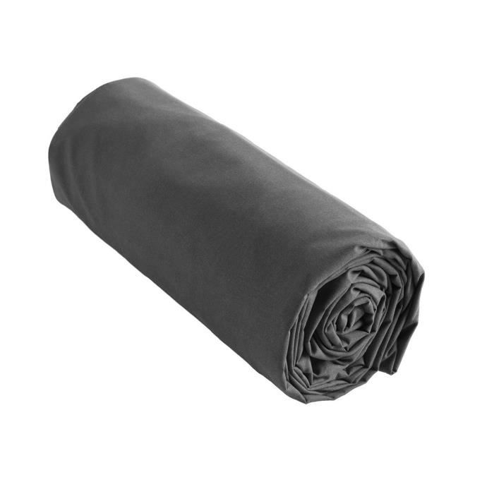 Drap housse - AMBRE - Ambre - 180 x 200 cm - Poivre gris - 100% coton