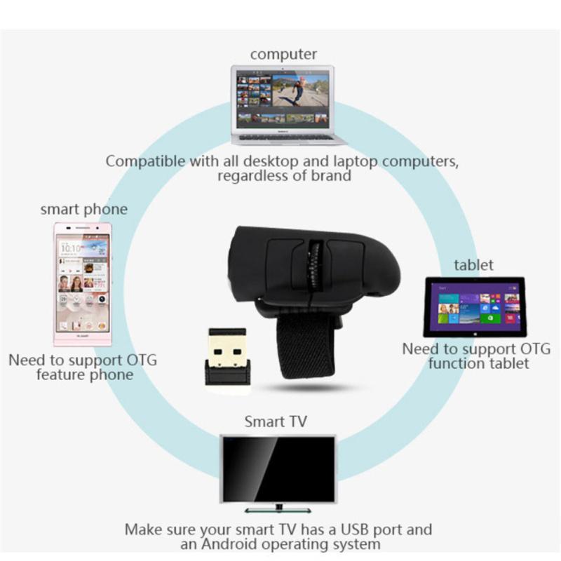 Мини-совместимая с Bluetooth беспроводная мышь с кольцом на палец, эргономичная портативная оптическая дорожная мышь (2.4g