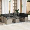 VidaXL 10-Piece Garden Sofa Set with Cushions In Grey Rattan 3346212