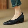 Мода НОВЫЕ Весенне-Осенние Женские Туфли Лодочки Острый Носок Массивный Каблук Обувь из Натуральной Кожи для Женщин Лаконичная Отделка Высокий Каблук Обувь Слипоны
