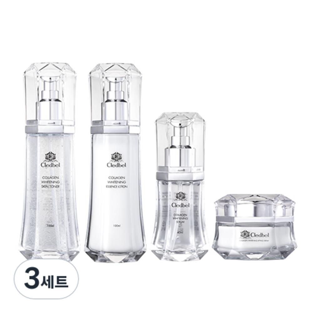 CLEDBEL Набор из 3-х наборов: тоник для отбеливания кожи с коллагеном + лосьон-эссенция + сыворотка + крем