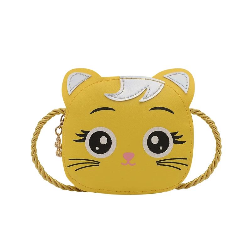 Baby Girls PU Leather Small Shoulder Crossbody Bags Cute Cat Kids Coin Purse Wallet Fashion Children's Mini Handbags