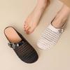Straw Weaving Mules Summer Size 46 Size 45 Shoes Women Round Toe Hollow Decoration European Design Outside Slippers