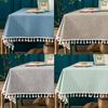 Simple Tassel Tablecloth Pastoral Cotton Linen Dining Tablecloth Water and Oil Proof Solid Color Desk Cover Towel Tea Cloth Tables Case