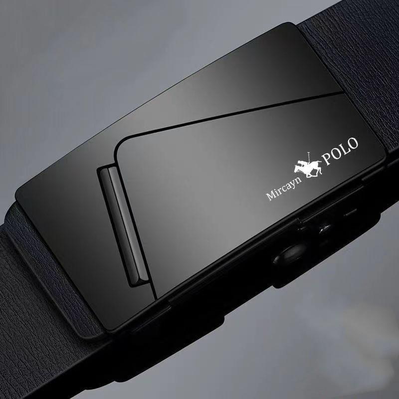 Мужской кожаный ремень с автоматической пряжкой из натуральной воловьей кожи для молодежи, повседневный индивидуальный корейский вариант трендового брючного ремня