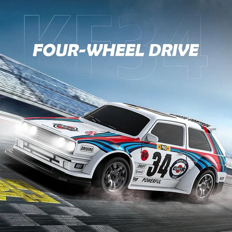 KF34 1/43 Высокоскоростная дрифт-радиоуправляемая машина со светом 2,4G 4WD Пульт дистанционного управления Мини-модель GTR Гоночные машинки Для мальчиков Детская игрушка Подарок