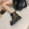 Women's Boots  Autumn Women Ankle Boots Platform Wedges High Heels Short Boots Fashion Design Lace-up Shoes of Women D369