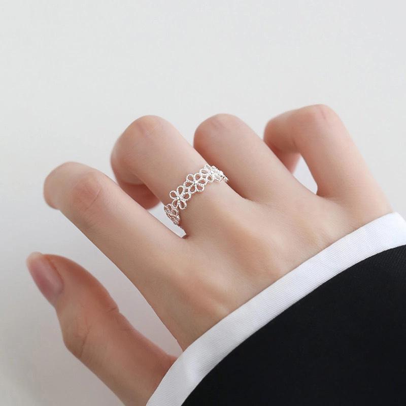 Japanese and Korean Hollow Flower Plain Band Ring – Elegant Simplicity for a Unique, High-End Look