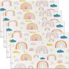 4pc Cartoon Watercolor Rainbow Faux Linen Placemats Cute Pastel Tablemats for Kids Boys Girls Dining Non Slip
