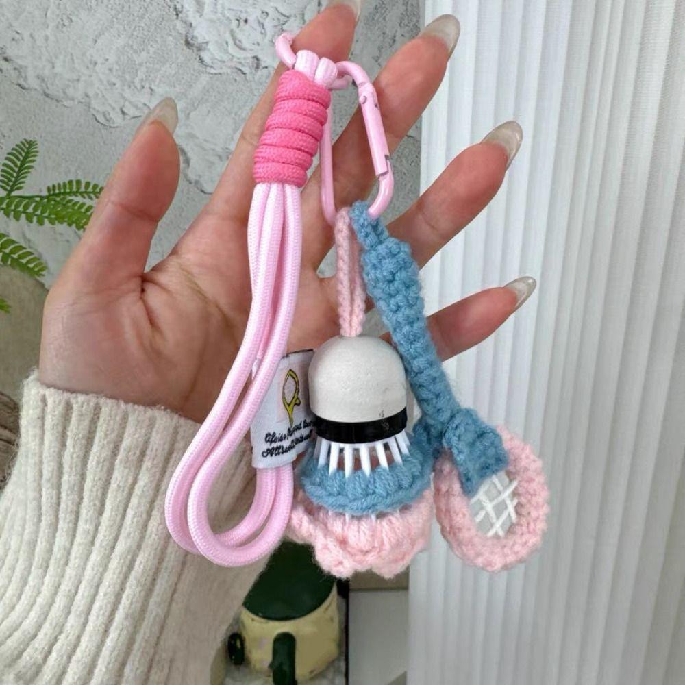 Мини Крючок Брелок для Бадминтона Яркий Цвет Брелок для Ключей Машины Вязаный Подвеска Бадминтон Декор для Рюкзака