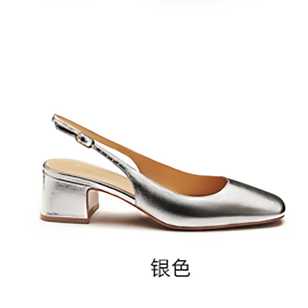 Grape Mother Studiolee Summer New Temperament One Word with Square Head After Empty Mouth Versatile Thick Heel Single Shoes Women