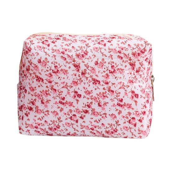Косметичка с цветочным принтом, большая емкость, на молнии, портативная, многофункциональная, для женщин и девочек, дорожная губная помада, косметический органайзер для туалетных принадлежностей, сумка