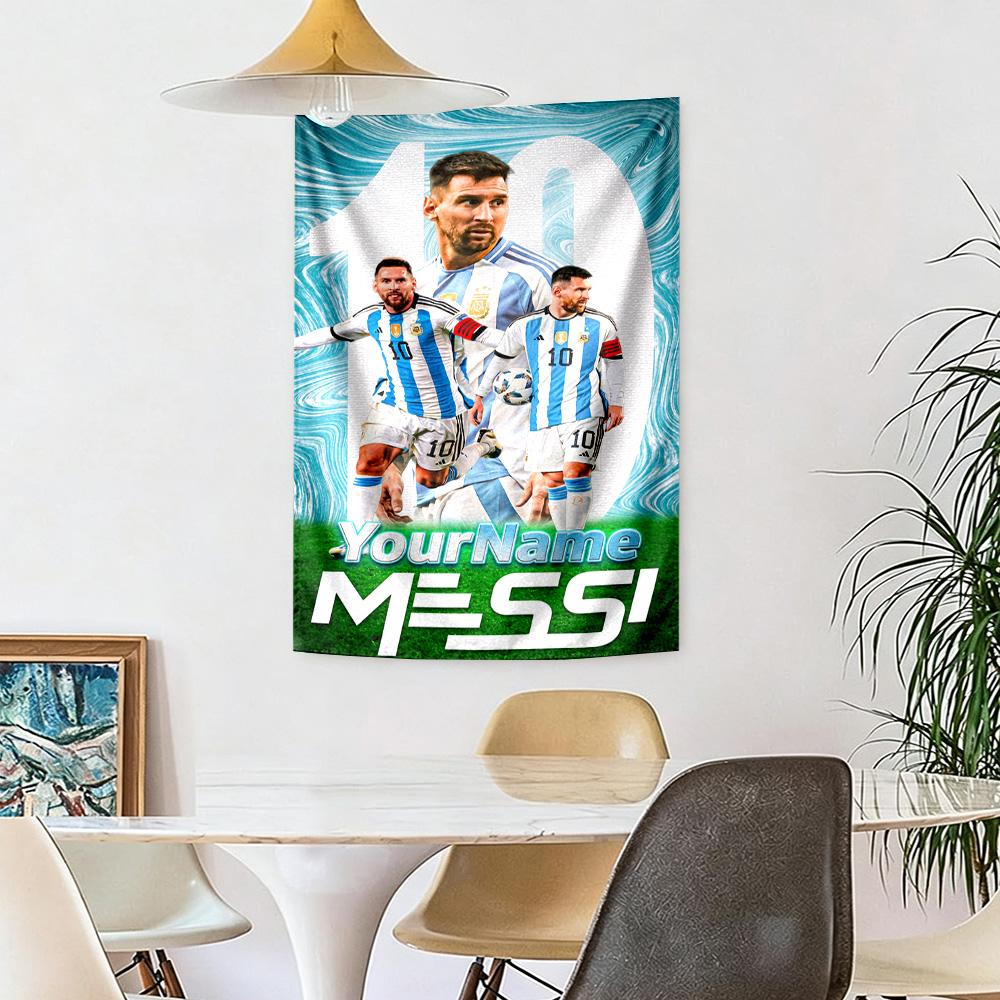 Messi Customize Your Name Tapestry Cozy Personalized Tapestry Machine Washable Ideal for Bedroom All-Season Use Birthday Christmas Gift