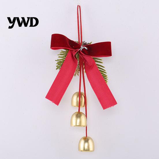 Vintage Style Holiday Gift Sets Christmas Bow Bell Hanging Ornament, Velvet Festive Wreath Decor for Ornaments Tree Home Party, Door Window