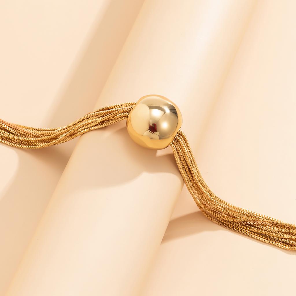A Stylish Multi-layer Necklace With Exaggerated Fashion Round Beads Decoration, American Style Tassel Chain for Women