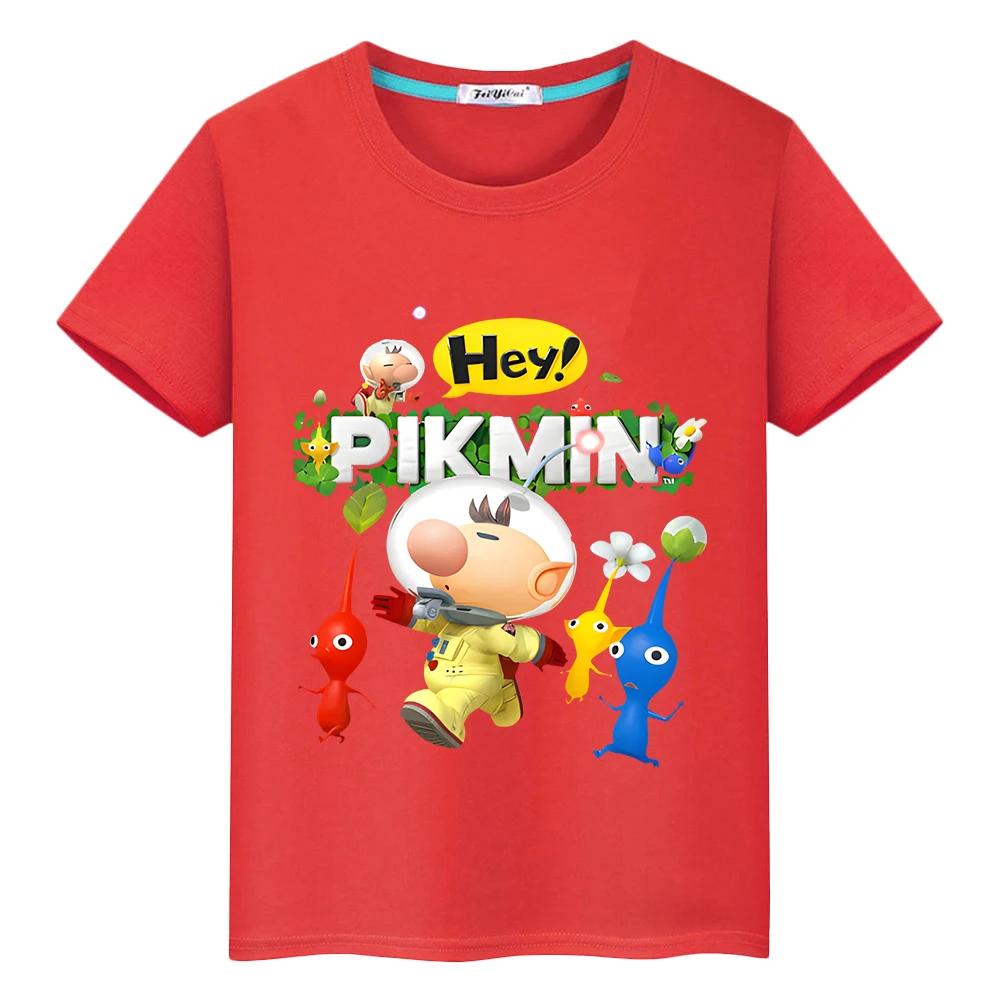 Pikmin Cartoon Printed Pure Cotton Casual Short Sleeved T-shirt for Boys and Girls