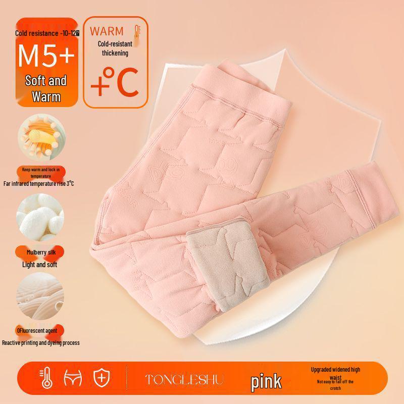 Детские зимние плюшевые брюки с подкладкой: Теплый, Плотный, Хлопковый, Базовый слой с защитой живота для мальчиков и девочек