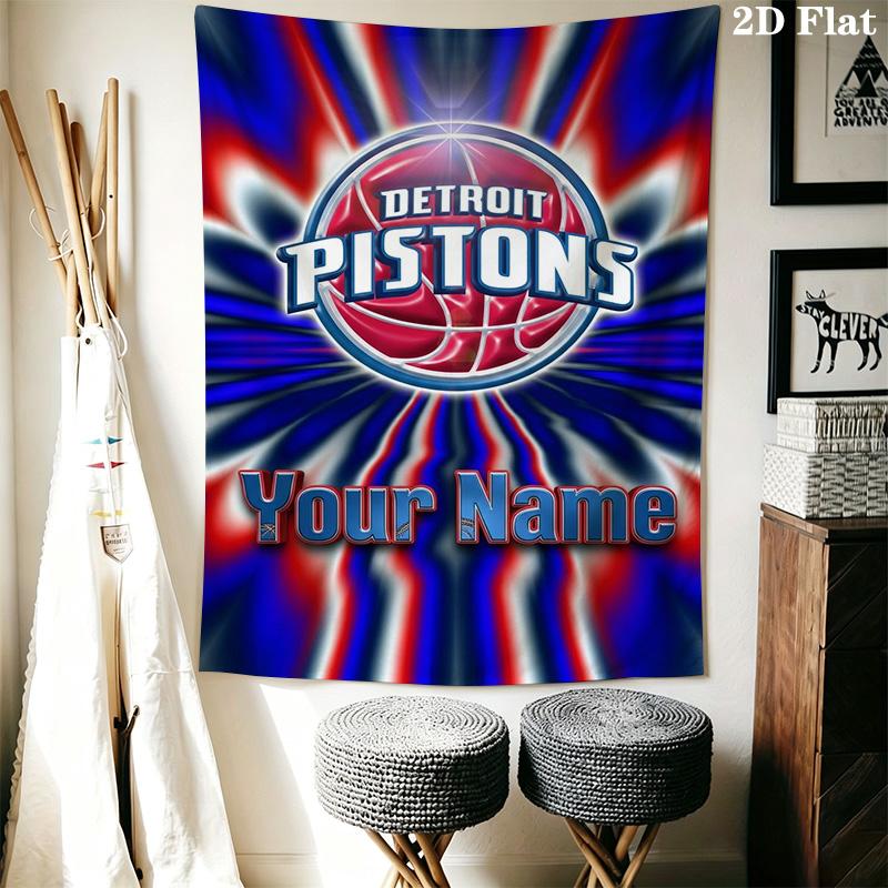 Name Custom Detroit Pistons Wall Tapestry Aesthetic Wall Hanging Printed Fabric Blanket Decorative Tapestries for Bedroom Living Room Home Decor