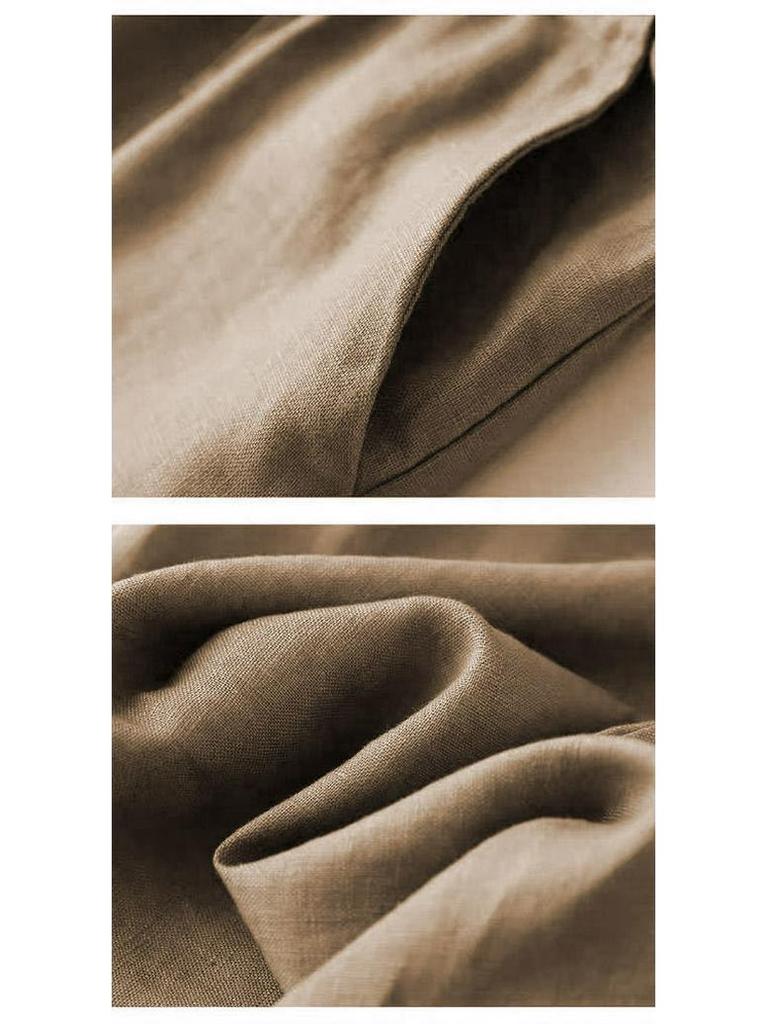 Женские брюки с высокой талией из хлопка и льна с широкими штанинами - Свободные, Стройнящие, Дышащие, Большого размера, Повседневные прямые штанины для весны и осени