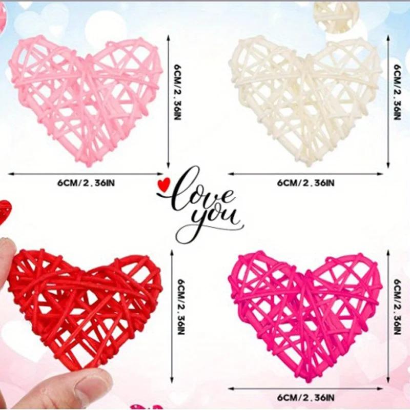Valentine's Day Heart-shaped Rattan Ball Decoration, Vase and Bowl Filling, Decoration for Props, Window Decoration,  Decor