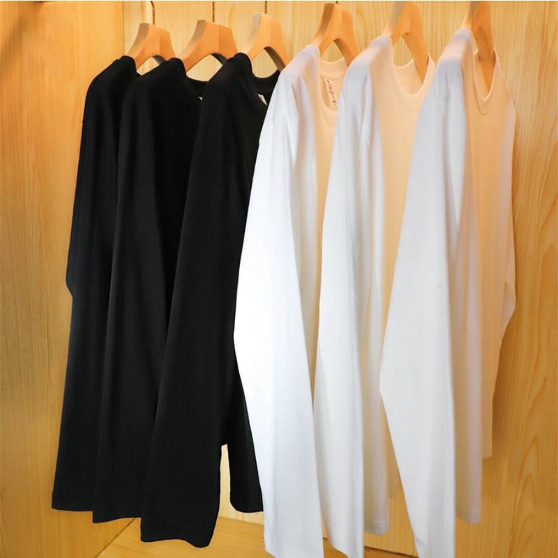 Хлопковая футболка с длинным рукавом, женская, свободного кроя, с круглым вырезом, универсальный топ