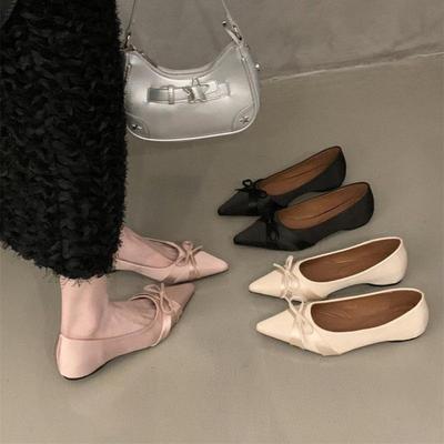 Изысканные женские шелковые туфли-лодочки Мэри Джейн с острым носком - Обувь для подружки невесты на раннюю весну и идеально подходящая к юбке