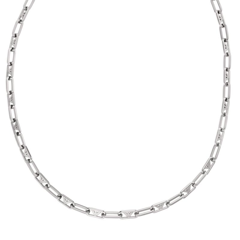 Emporio Armani Модный и универсальный мужской серебряный браслет-цепочка Кубинская цепь из нержавеющей стали в хип-хоп стиле Серебряный F базовая упаковка - оригинальная коробка бренда