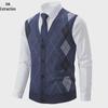 Мужской облегающий трикотажный жилет с V-образным вырезом и ромбовидным узором — без рукавов, деловой повседневный стиль для осени и зимы.