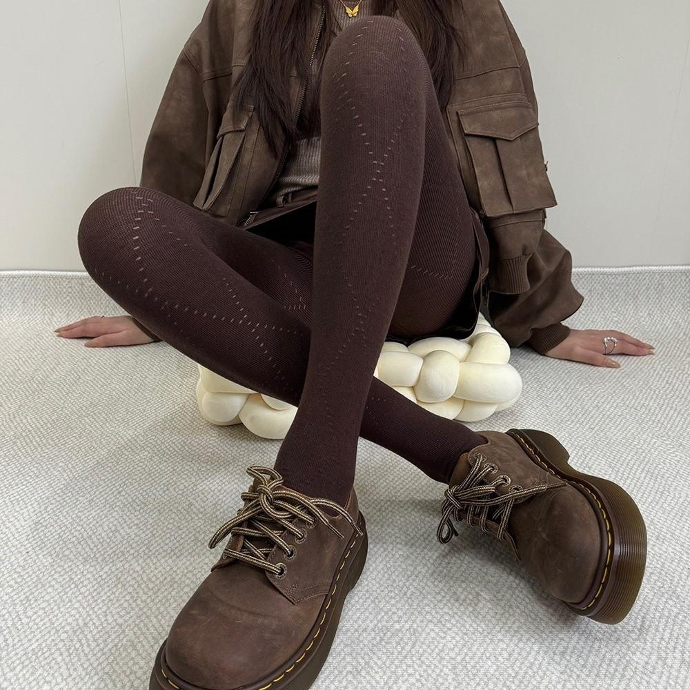 Теплые вязаные жаккардовые колготки облегающего силуэта модные колготки Осень Зима