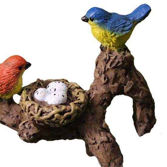 Фигурка птицы, украшение для цветочного горшка, вешалка для птиц из смолы, сидящих на ветке, кашпо, украшение для горшечных растений, бонсай