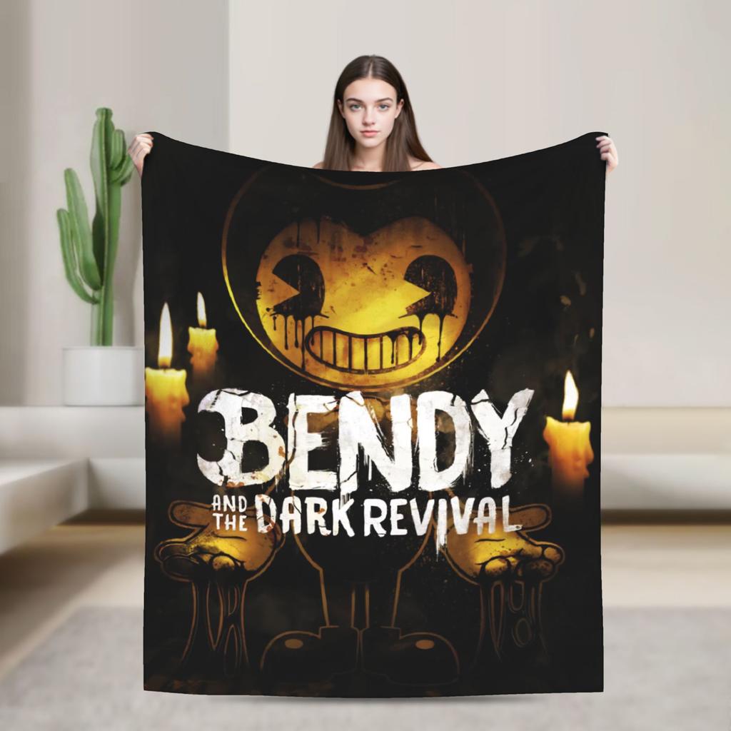 Bendys Horror Game Inked Machines Flannel Fashion Blanket Puzzle Vintage Throw Fashion Blanket for Home Hotel Sofa 200x150cm Ultra-Soft
