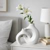 2 pieces/pair Creative Minimalist Imitation Ceramic Vase Modern Plastic Flower Vases Removable Hollow Nordic Vase Desktop