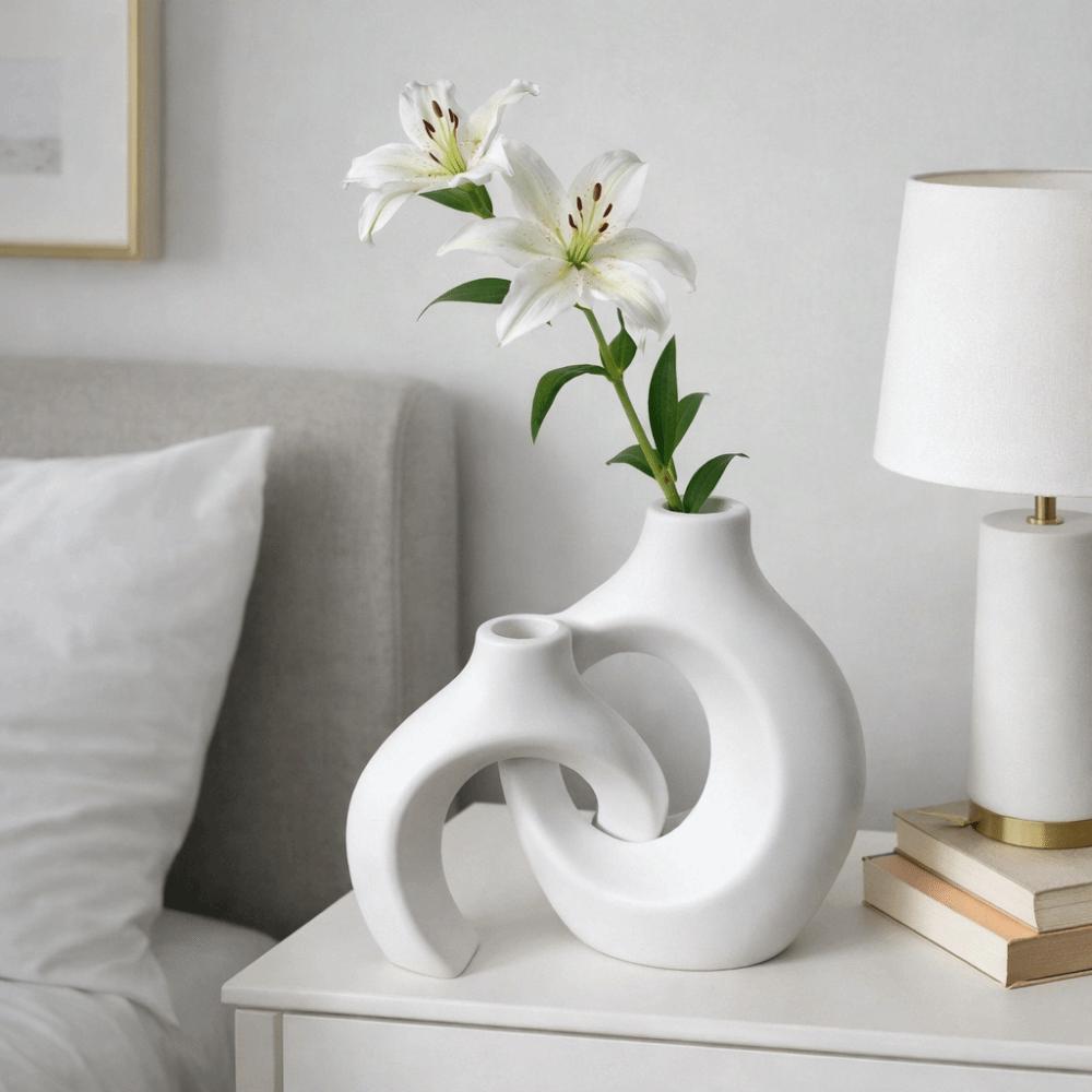 2 pieces/pair Creative Minimalist Imitation Ceramic Vase Modern Plastic Flower Vases Removable Hollow Nordic Vase Desktop