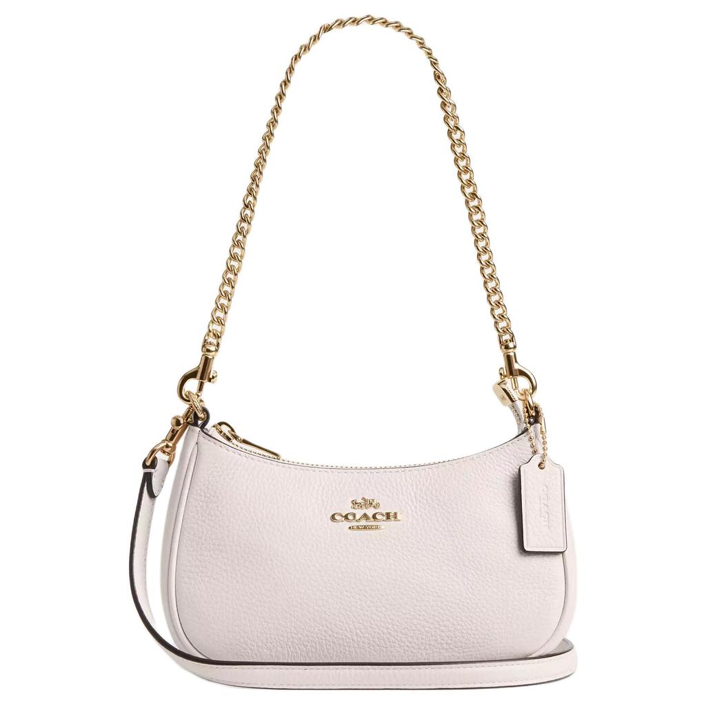 Coach Teri 20 Gold Logo Zip Closure Pebble Leather Crossbody Shoulder Bag Small Women bags White CW309-IMCHK