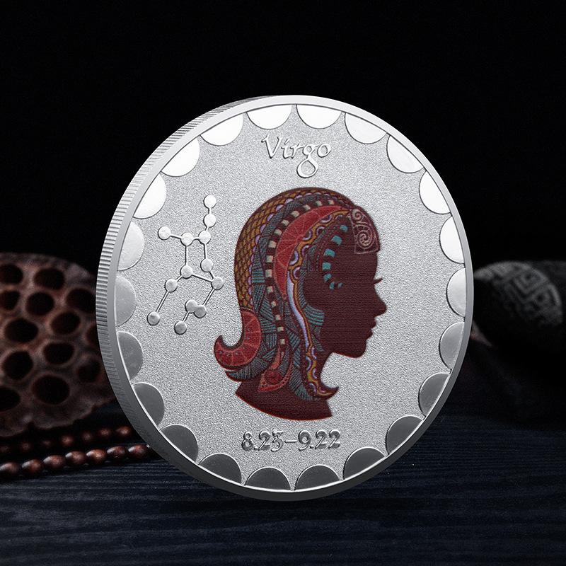 Памятные монеты Двенадцати Созвездий, Европейские и Американские, Боги Солнца и Луны, Счастливые, Красочные, Для Любителей Созвездий, Коллекционные Серебряные Монеты