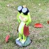 Садовая статуя лягушки на солнечной батарее, скульптура лягушки с телескопом, уличная статуя лягушки с солнечным светом для украшения патио, лужайки, двора