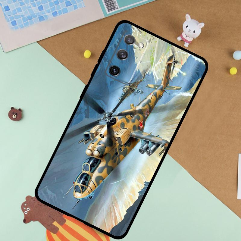 Мягкий чехол для телефона Samsung Galaxy S25 Ultra S9 S10 S20 S22 S21 Plus S23 FE S24 Ultra с изображением вертолета Ми-24 «Крокодил» Чехол