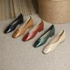 Women’s Casual Low Block Chunky Heels Pumps Closed Square Toe Pumps Shoes PU Leather Low Heels Office Work Shoes for Women Comfortable Dress Shoes