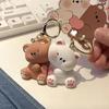 2Pcs Cartoon Bear Magnetic Keychain Keyring Lover For Couple Pendant Key Chain Ring Party Jewelry Gift